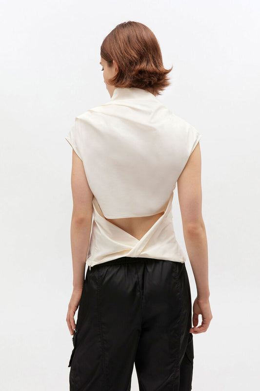 Ganni Ivory Ruched Top