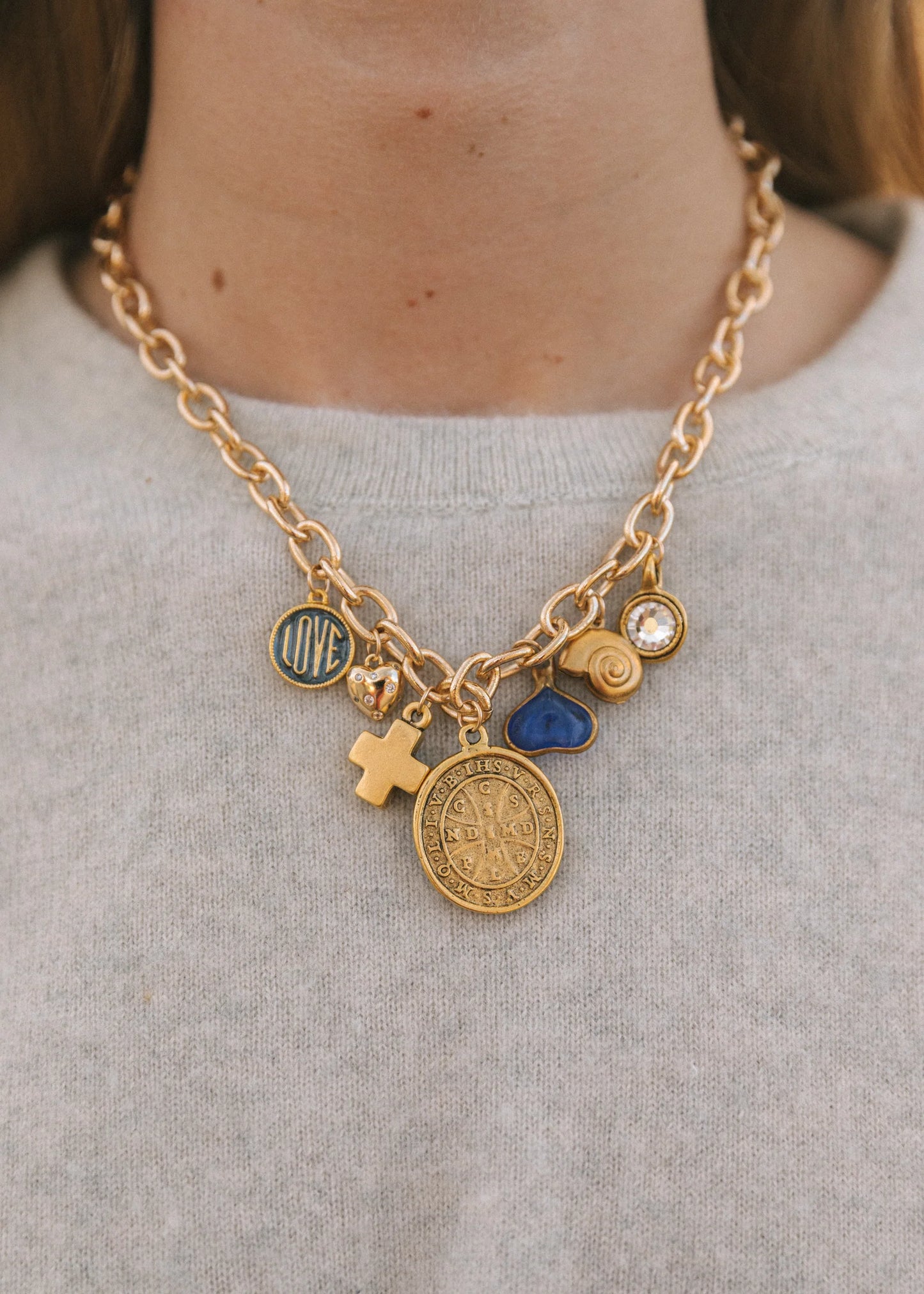 Logan Tay St. Benedict Charm Necklace