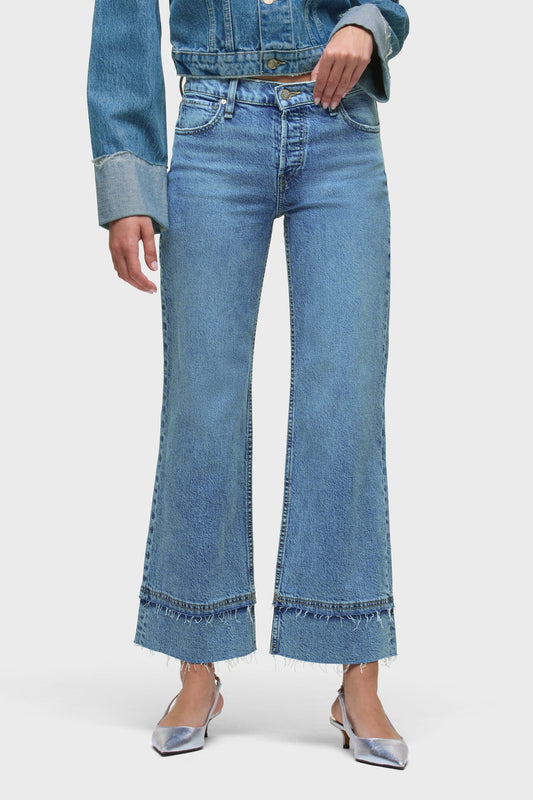 Hudson Rosie High-Rise Wide Leg Ankle Cuff Raw Hem