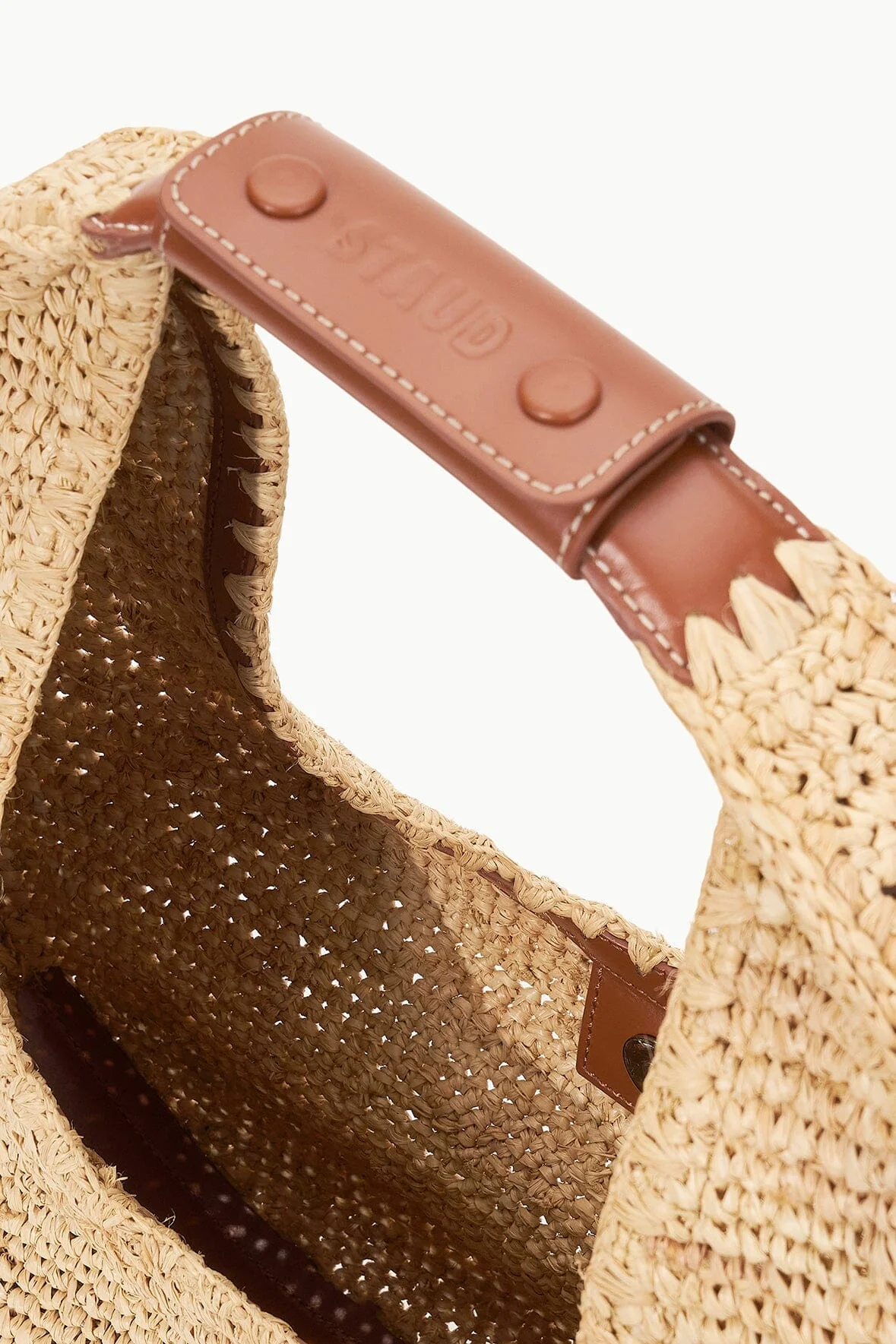 STAUD RAFFIA MOON TOTE