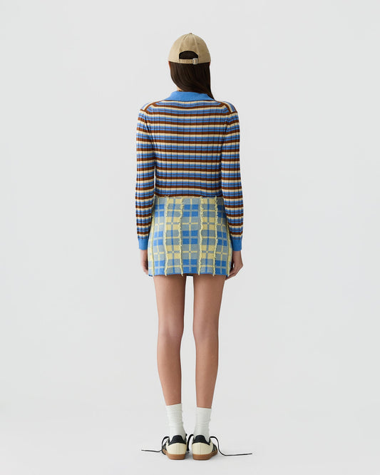 Guest In Residence Plaid Mini Skirt in Blue/Butter