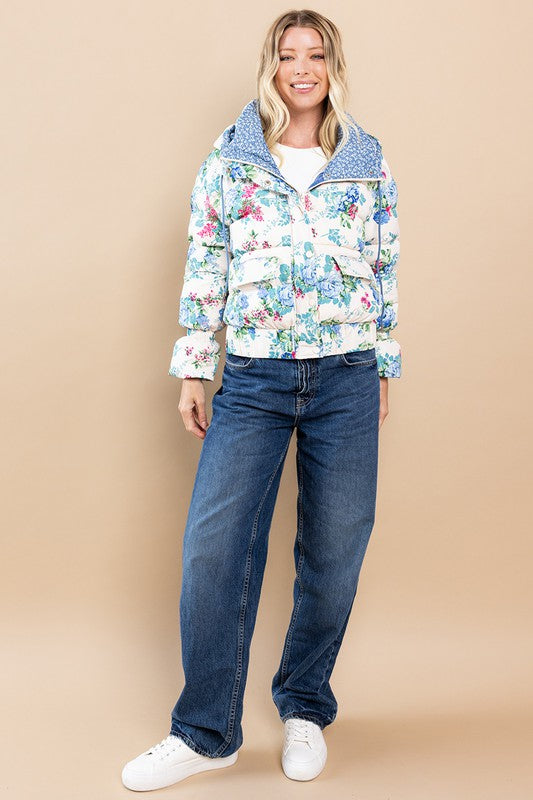 Floral Print Puff Jacket