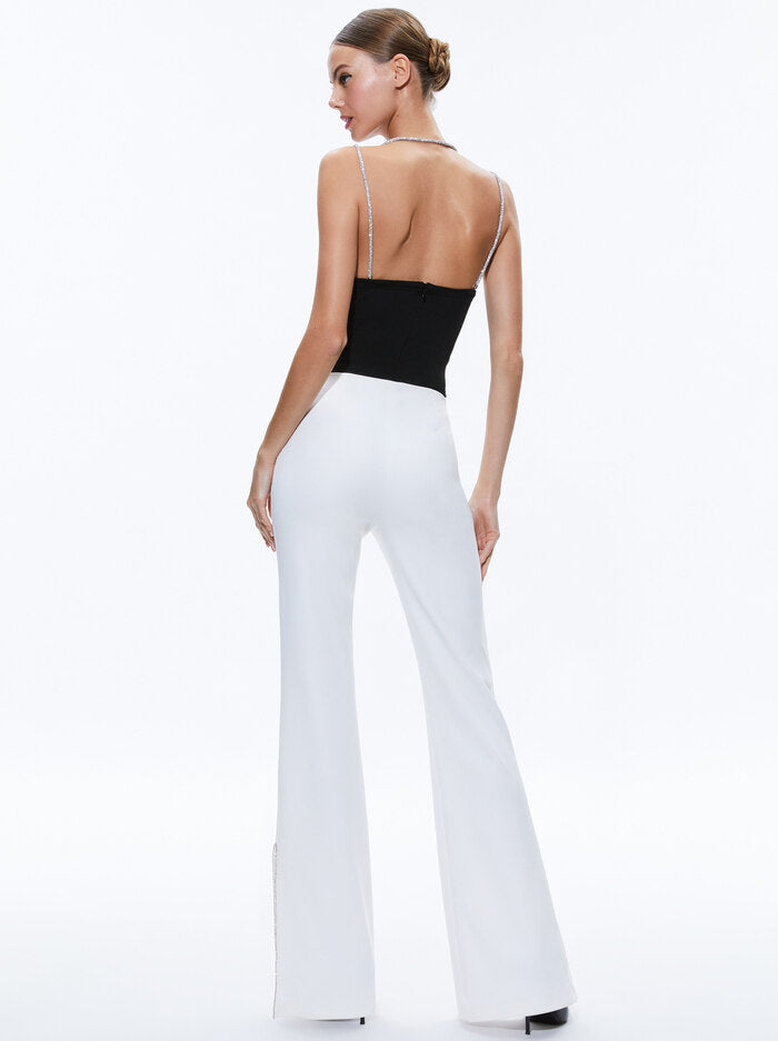 Alice & Olivia CORAL CRYSTAL STRAP COWL NECK TOP