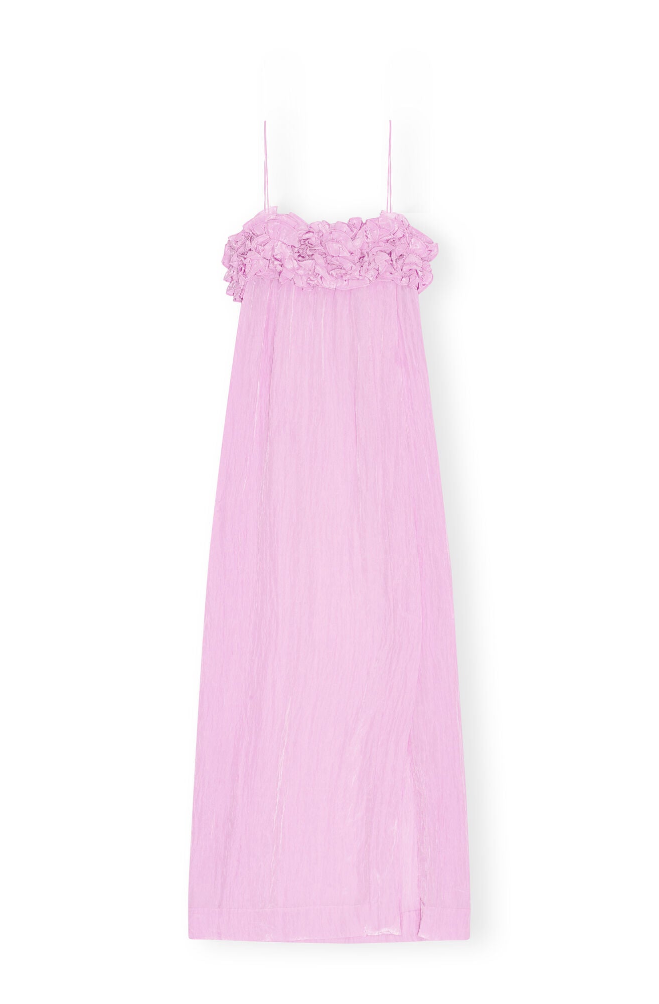 Ganni PINK SHINY TECH STRAP MIDI DRESS