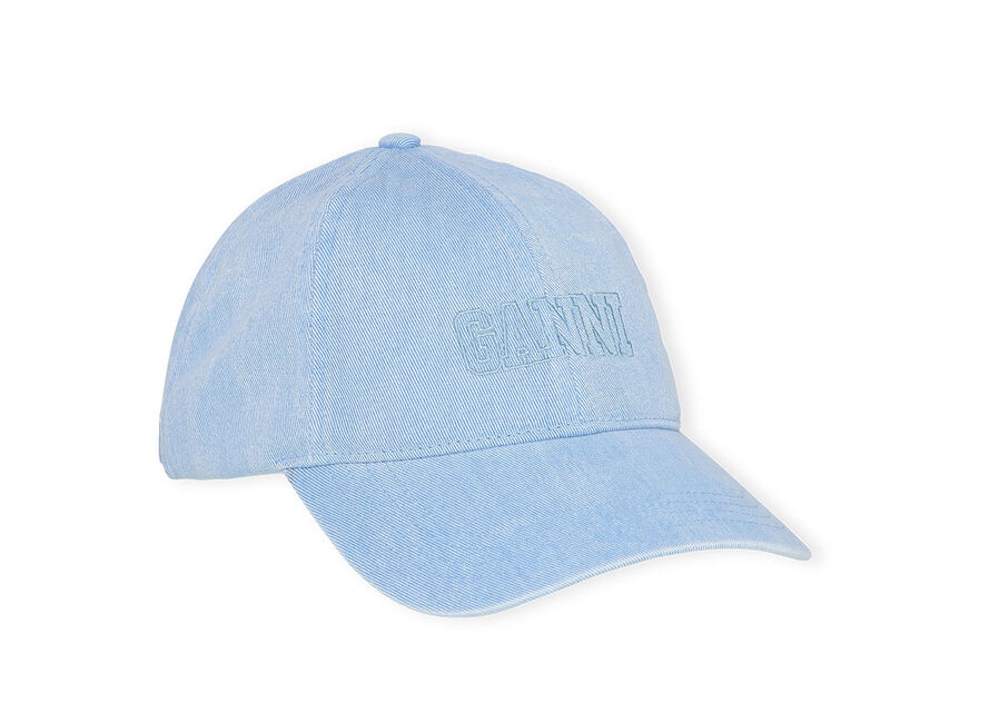 Ganni Blue Denim Logo Cap