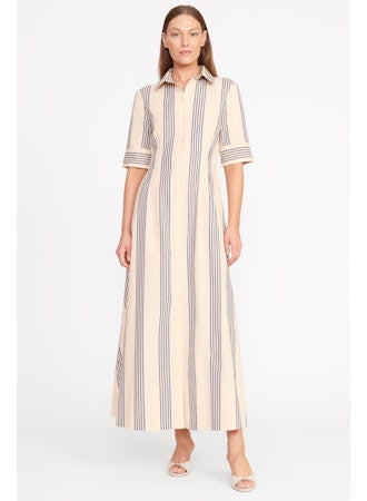 Staud Maxi Joan Dress - Marine Bayadere Stripe