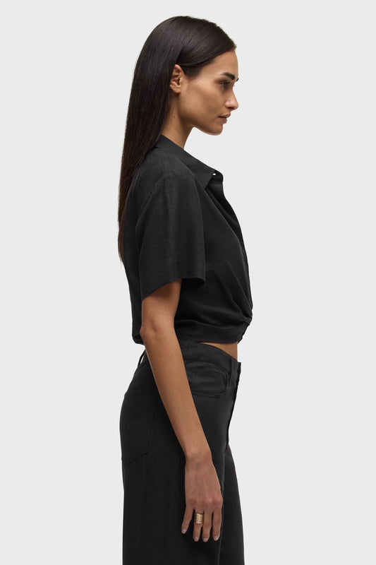 Hudson Linen Knotted Button Down