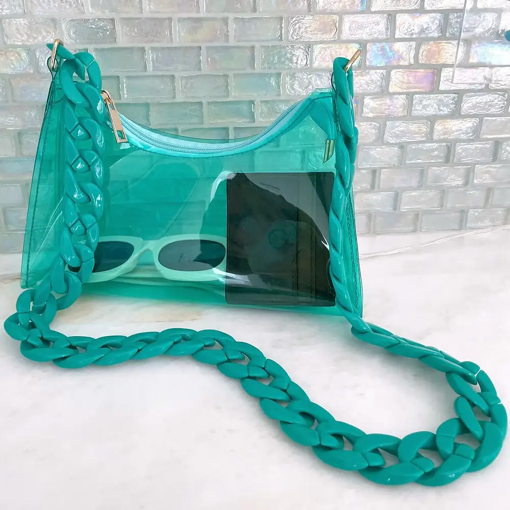 Clear Teal Crossbody Bag