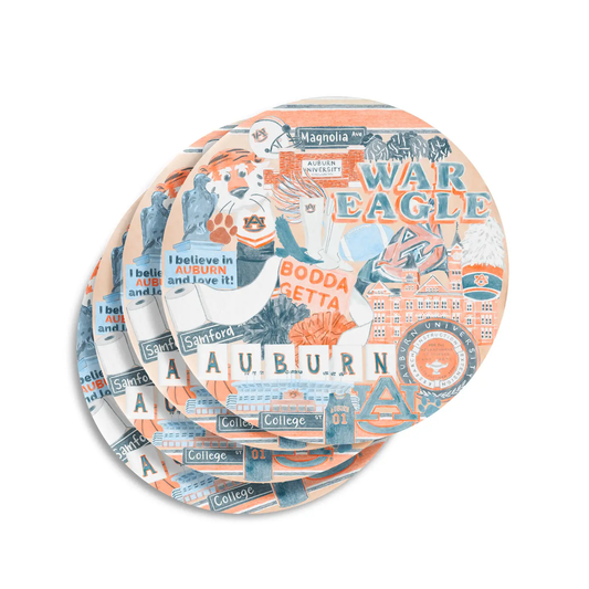 Gracefully Made Art Ceramic Auburn University Coaster Pack
