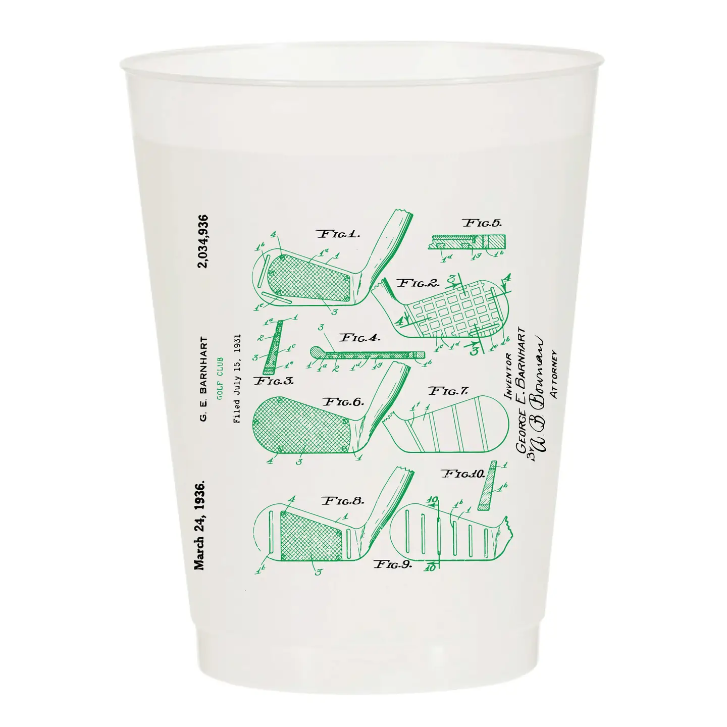 Golf Clubs Masters Frosted Cups - Pack of 6