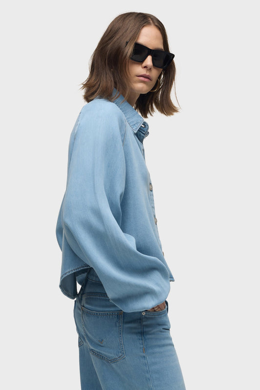 Raglan Balloon Sleeve Button Down