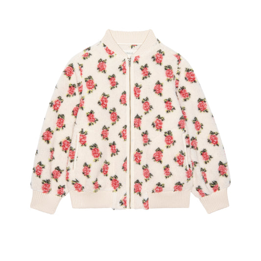 The Great Zip Front Plush Bomber - Cream Rose
