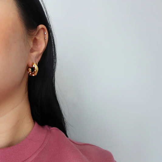 Dazzle Hoops | Cz Chunky Gold Hoops