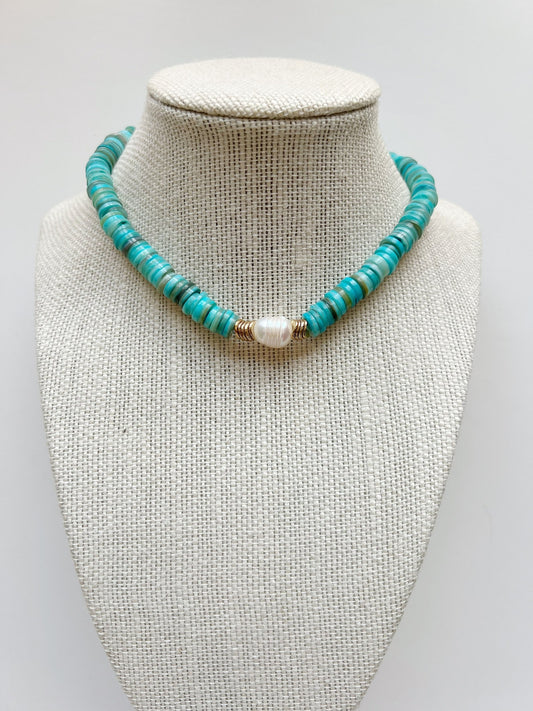 MDesigns Turquoise Shell Bead Necklace