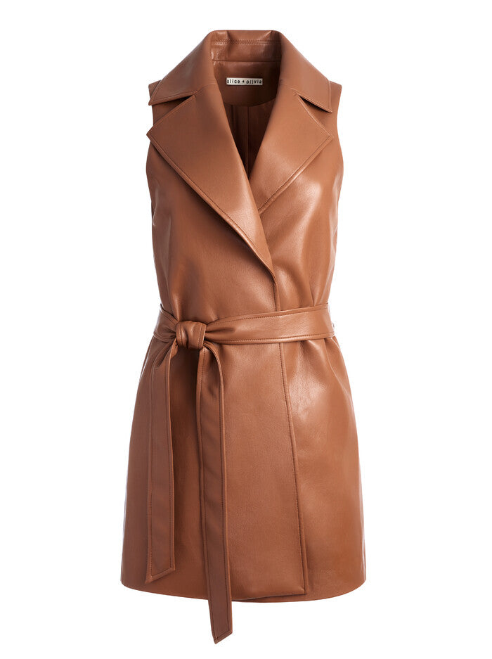 Alice & Olivia ROZLYNN VEGAN LEATHER BELTED VEST