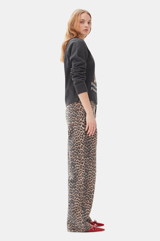 GANNI LEOPARD PRINTED IZEY JEANS