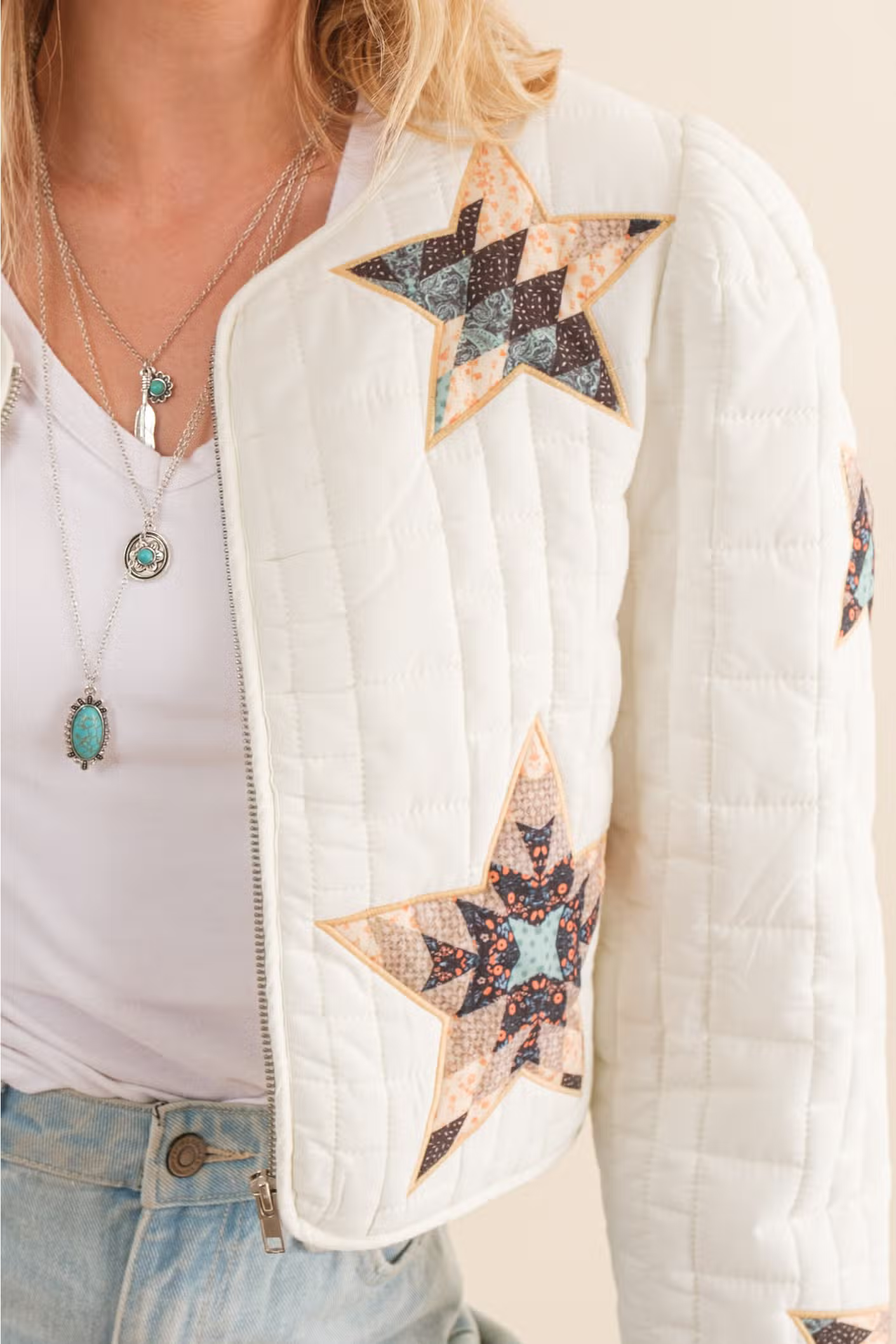QUILTED STAR EMBROIDERED JACKET