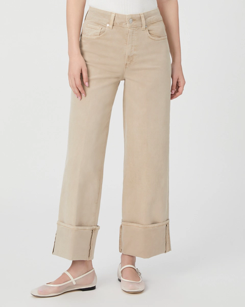 Paige Sasha Ankle Cuffed Wide Leg Jean Vintage Soft Sand