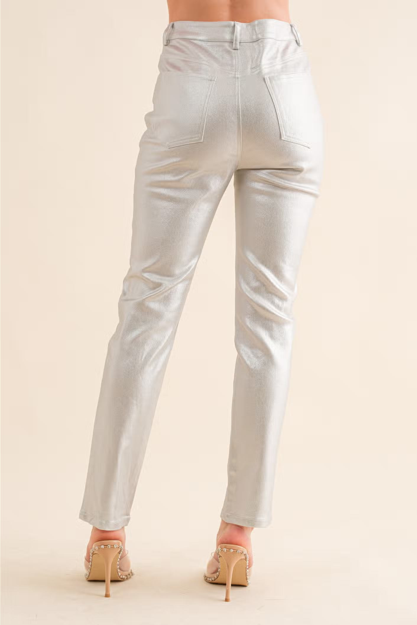 SILVER HIGH RISE ANKLE JEANS