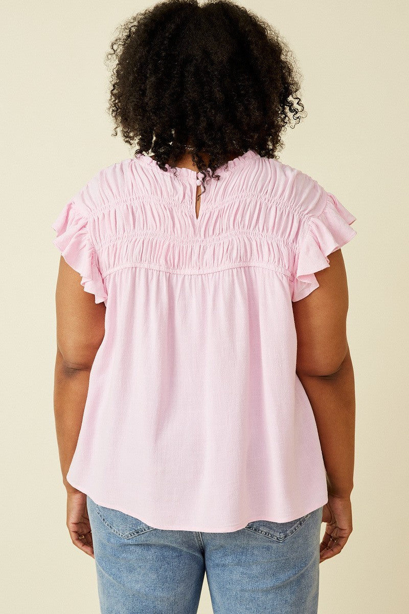 Smocked Ruffle Detail Tank