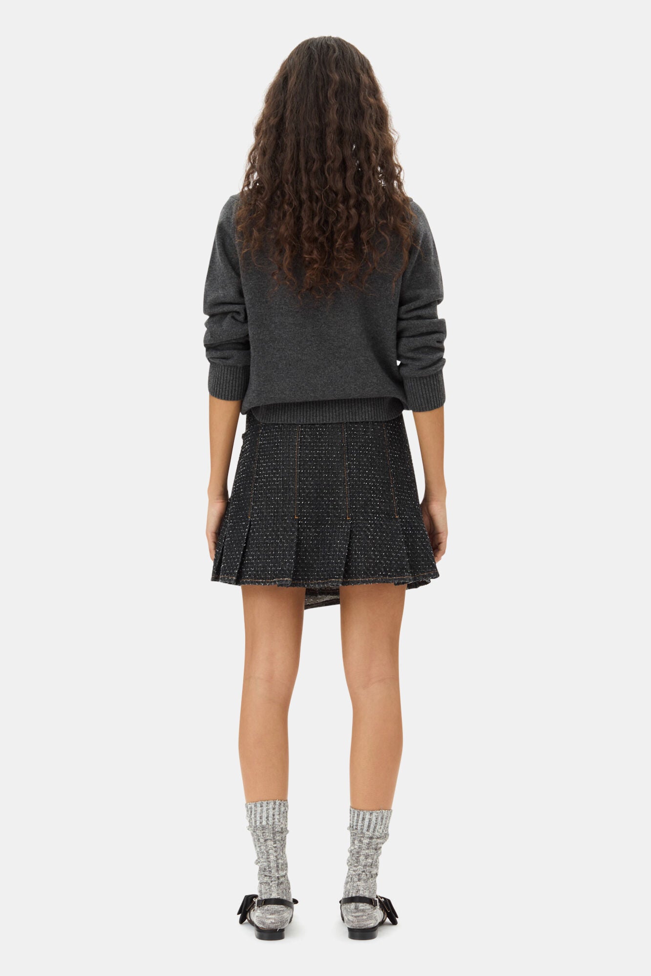 Ganni DARK GREY GRAPHIC BEAR SWEATER