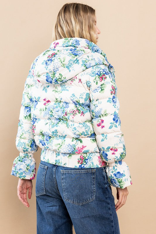Floral Print Puff Jacket