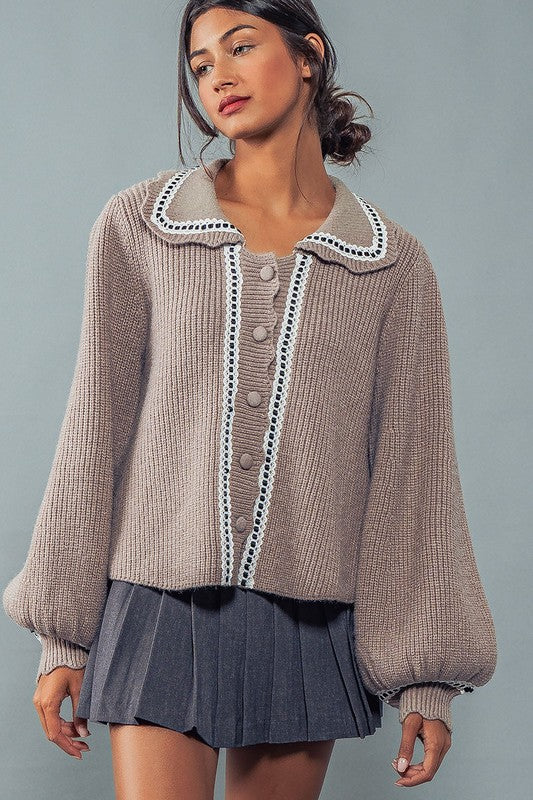 Long Sleeve Scalloped Top