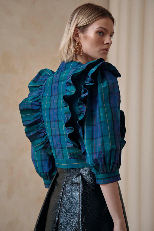 HUNTER BELL JOHANNA TOP - PLAID