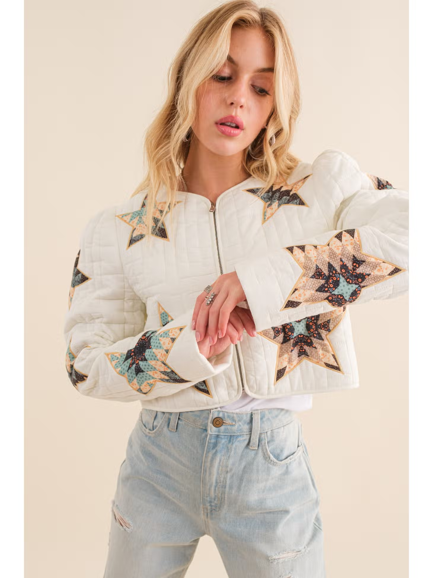 QUILTED STAR EMBROIDERED JACKET