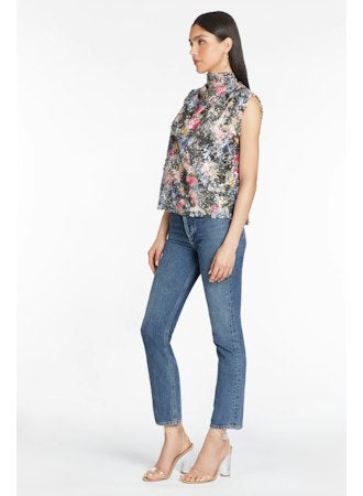 AMANDA UPRICHARD MIDDLETON TOP IN PRINTED SEQUIN