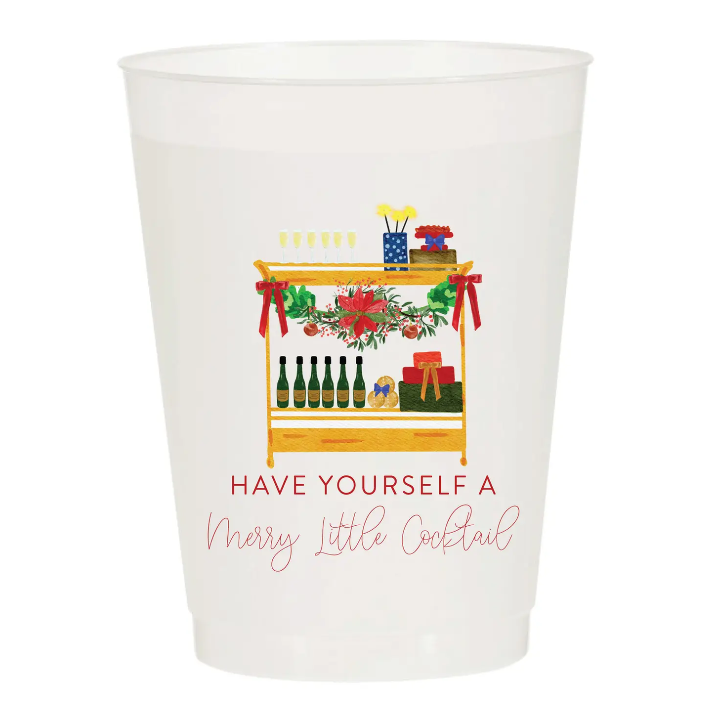 Merry Little Cocktail Cart Frosted Cups - PACK OF 6