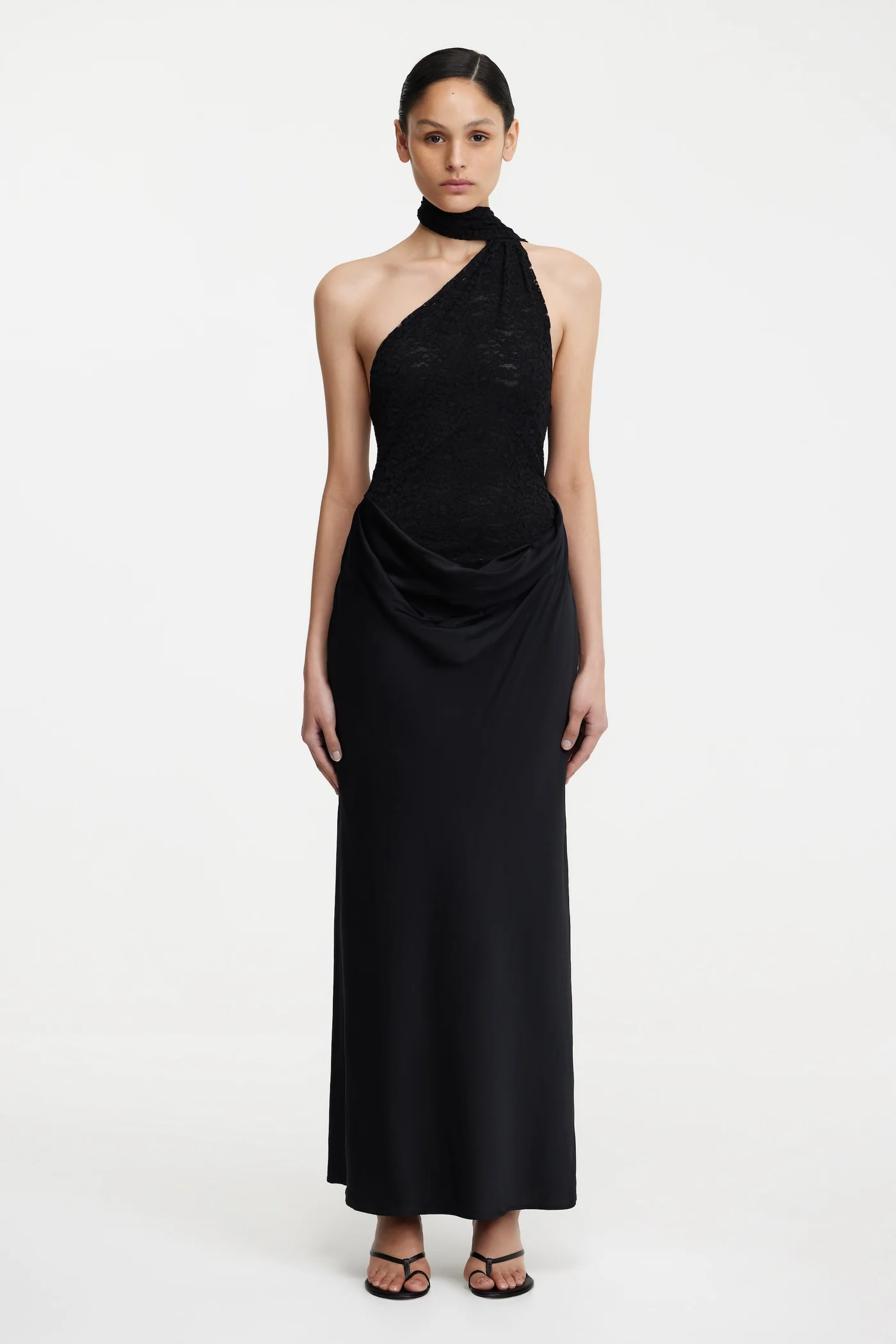 significant other sofiya strapless lace draped satin maxi dress SOFIYA STRAPLESS MAXI DRESS