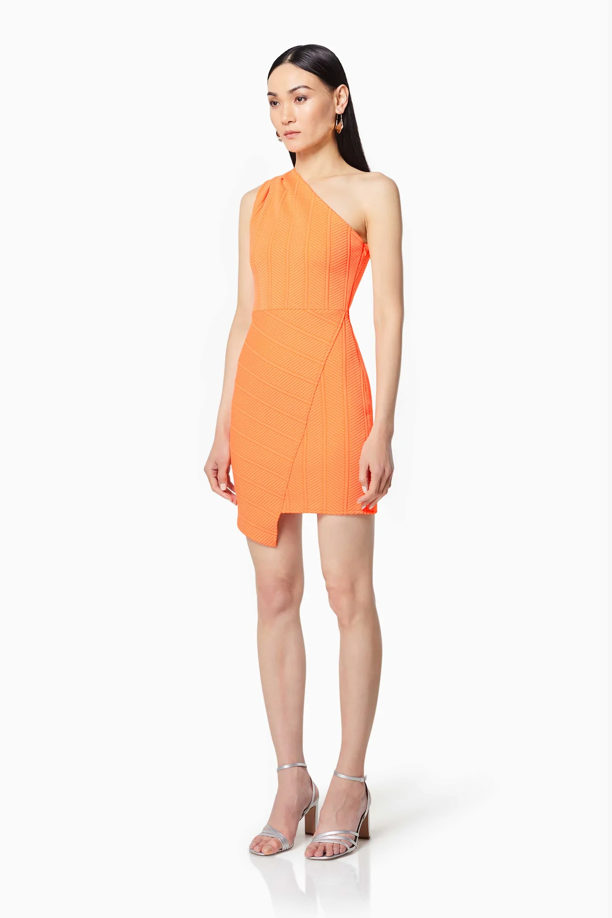 Elliatt Thriving Textured Mini Dress in Orange