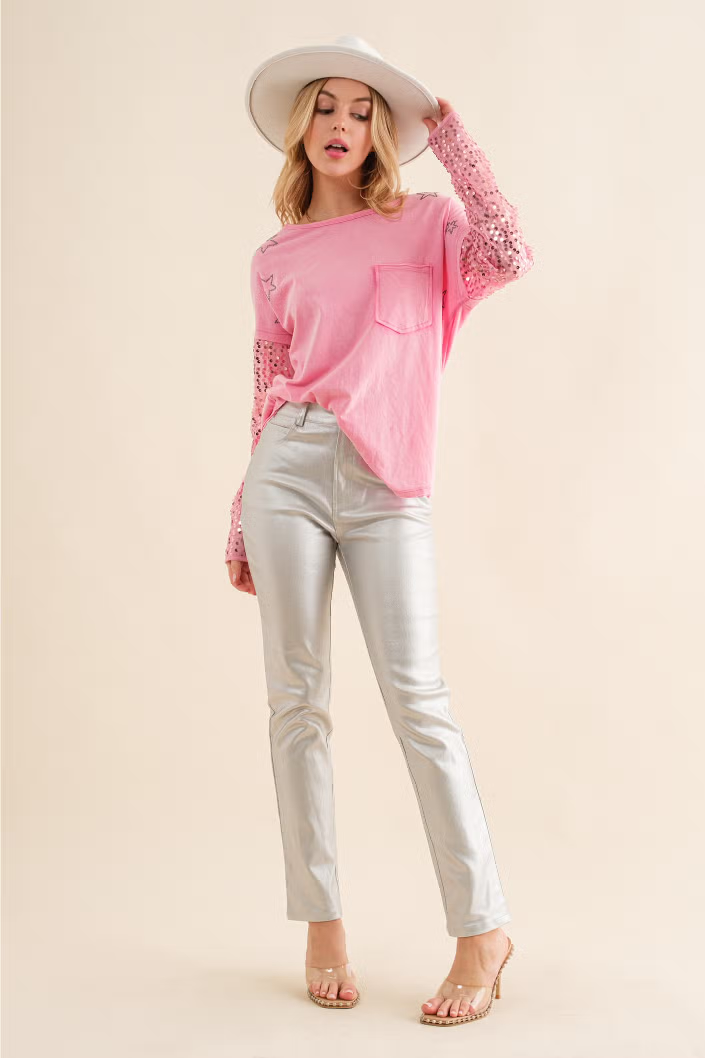 SILVER HIGH RISE ANKLE JEANS