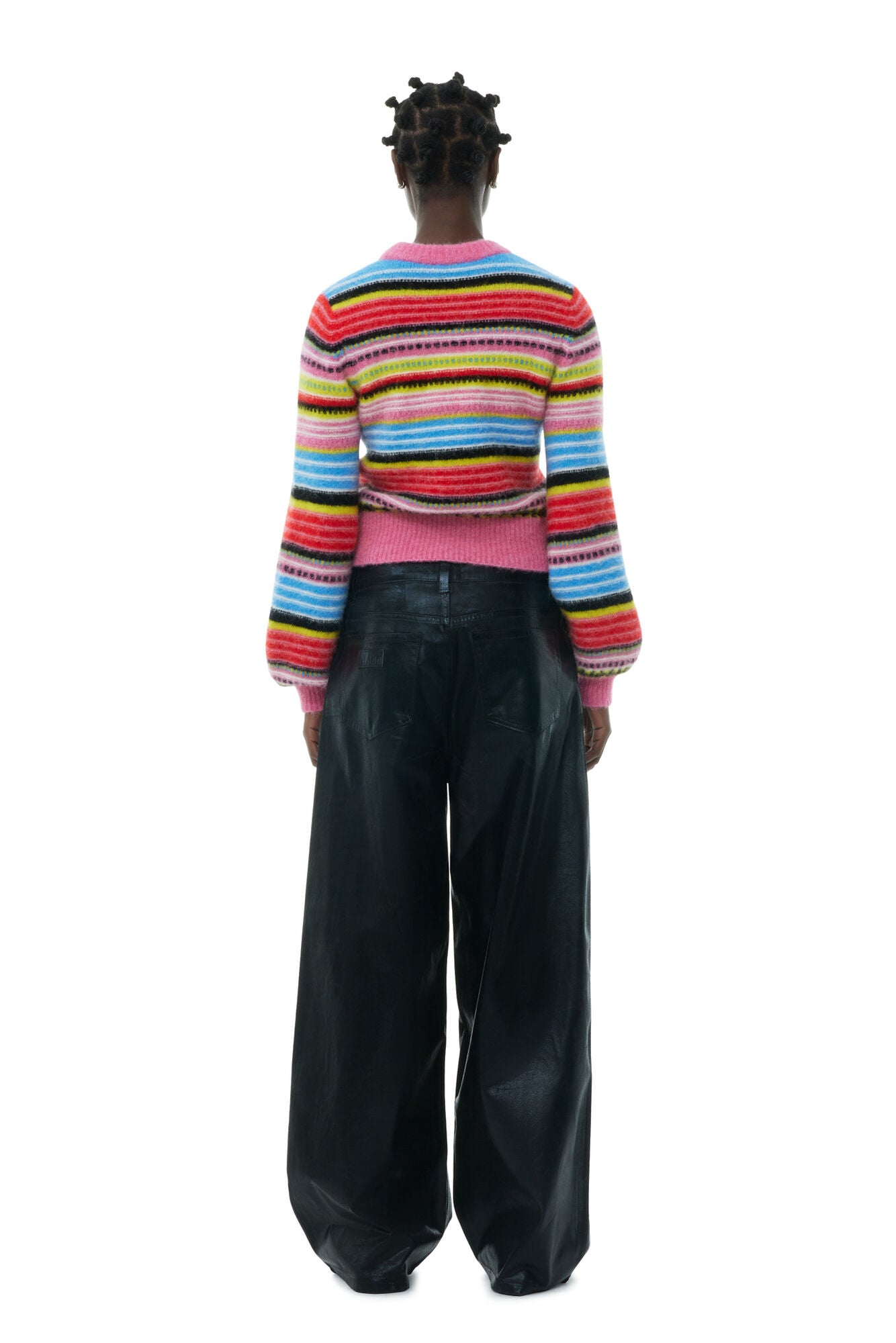 Ganni Striped Soft Wool O-Neck Sweater
