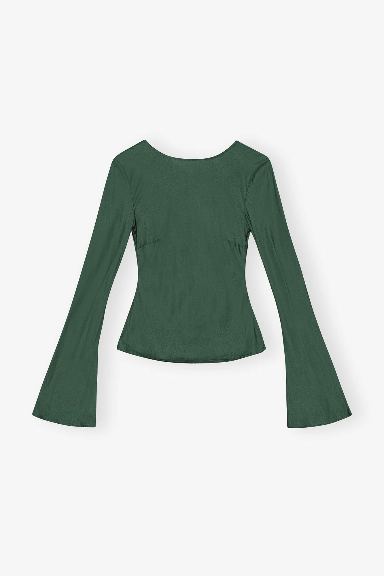 GANNI Pineneedle Green Satin Blouse