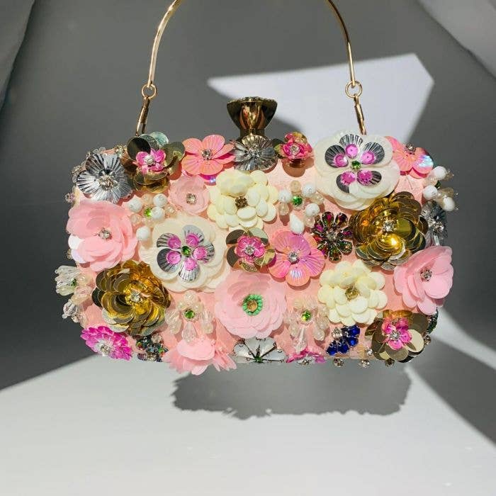 Floral evening clutch bag