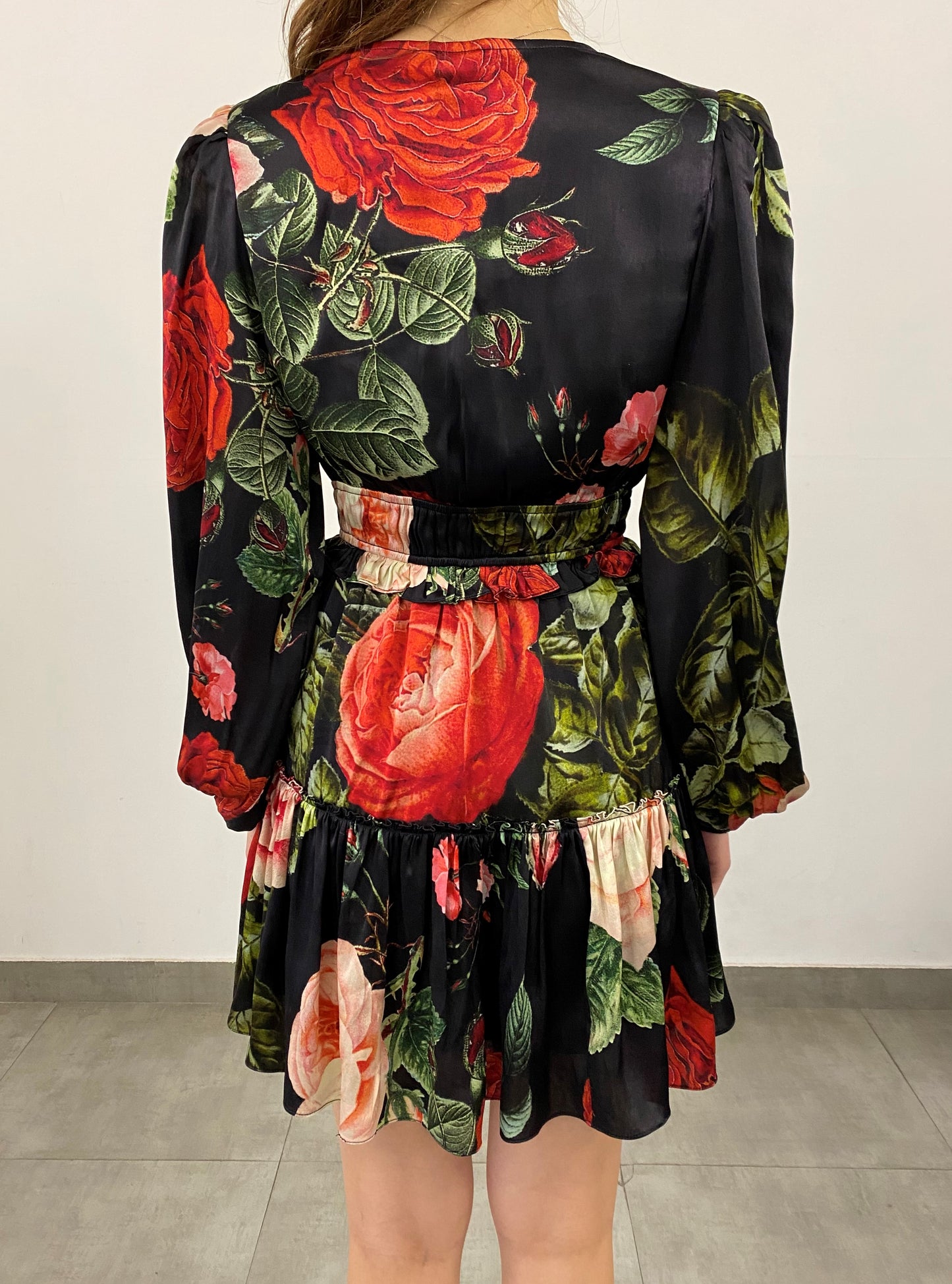 Hemant & Nandita Naaz Black Satin Short Dress