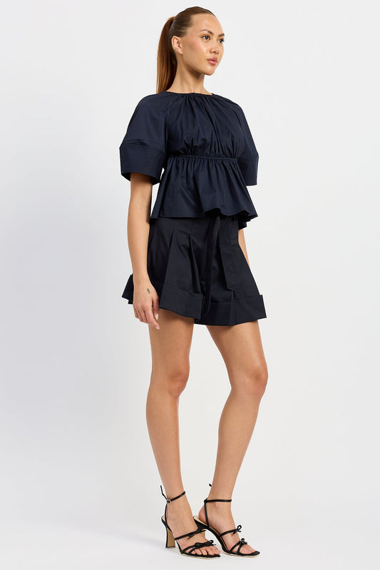 En Saison Melody Babydoll Blouse - Navy