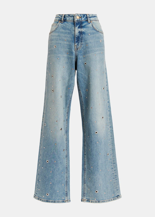 ESEENTIEL BY ANTWERP BLUE EYELET ENVEKKUSGED JEANS