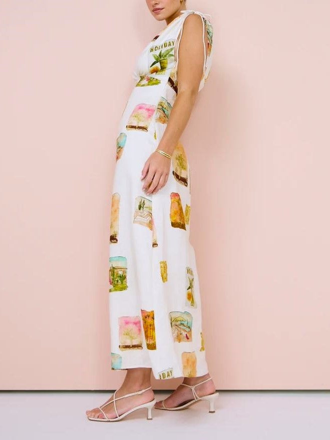 On Holiday V-Neck Printed Dress