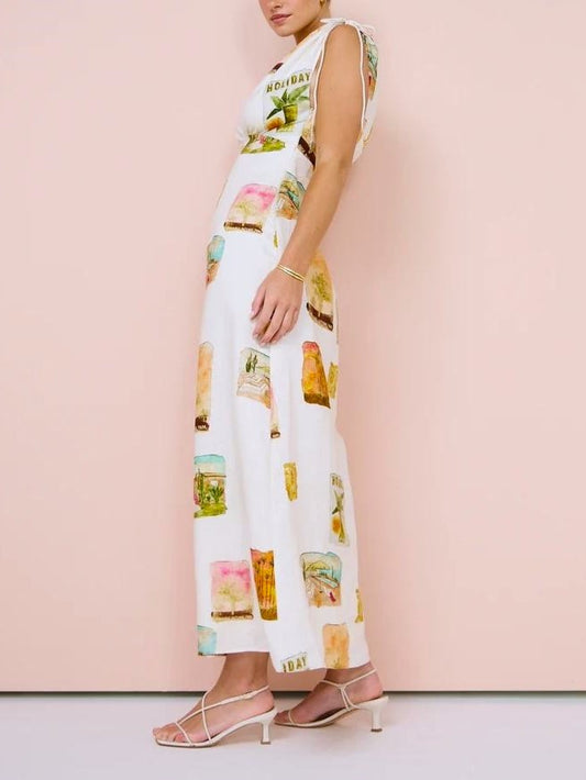 On Holiday V-Neck Printed Dress