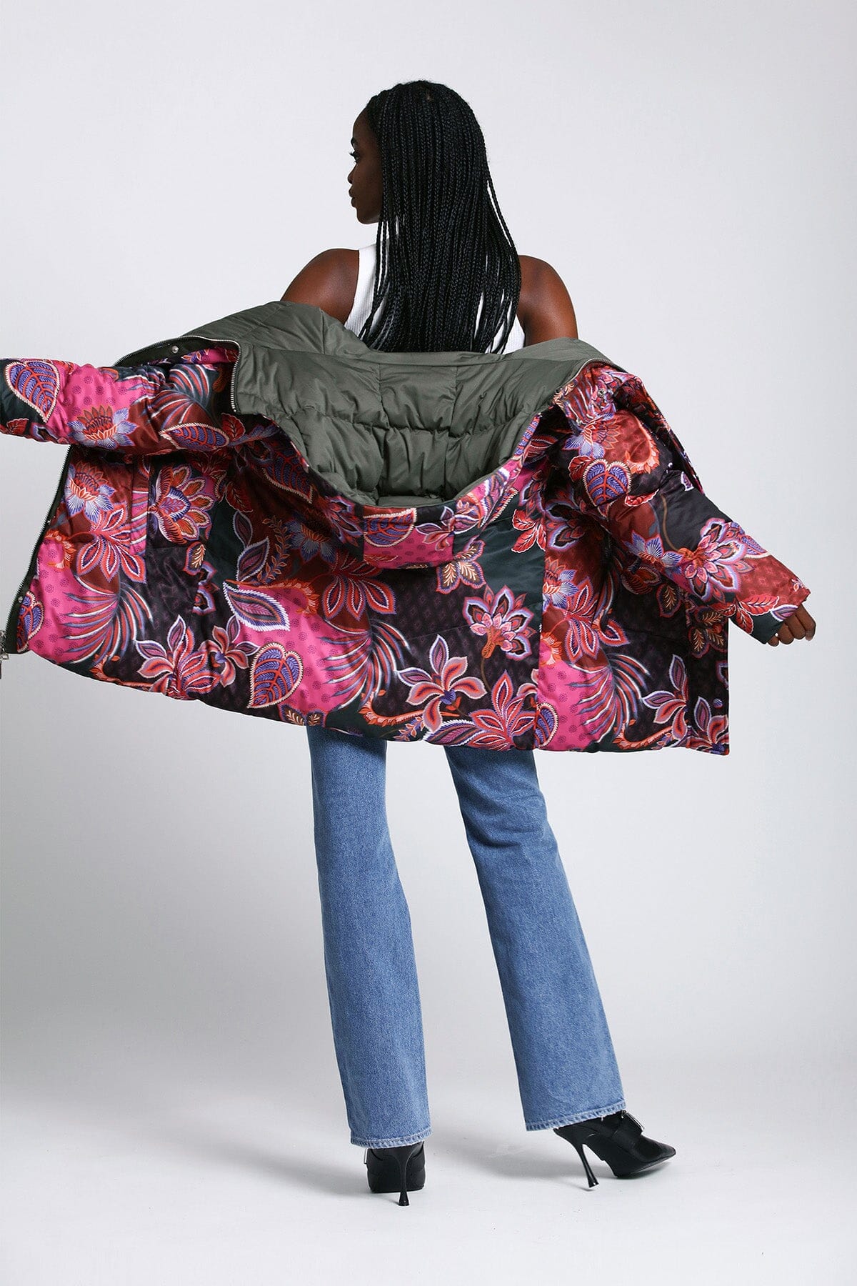 Reversible Thermal Puff Paisley Puffer Coat