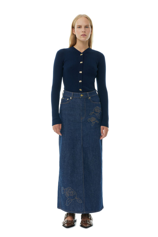 Ganni Mini Ribbed Merino Cardigan