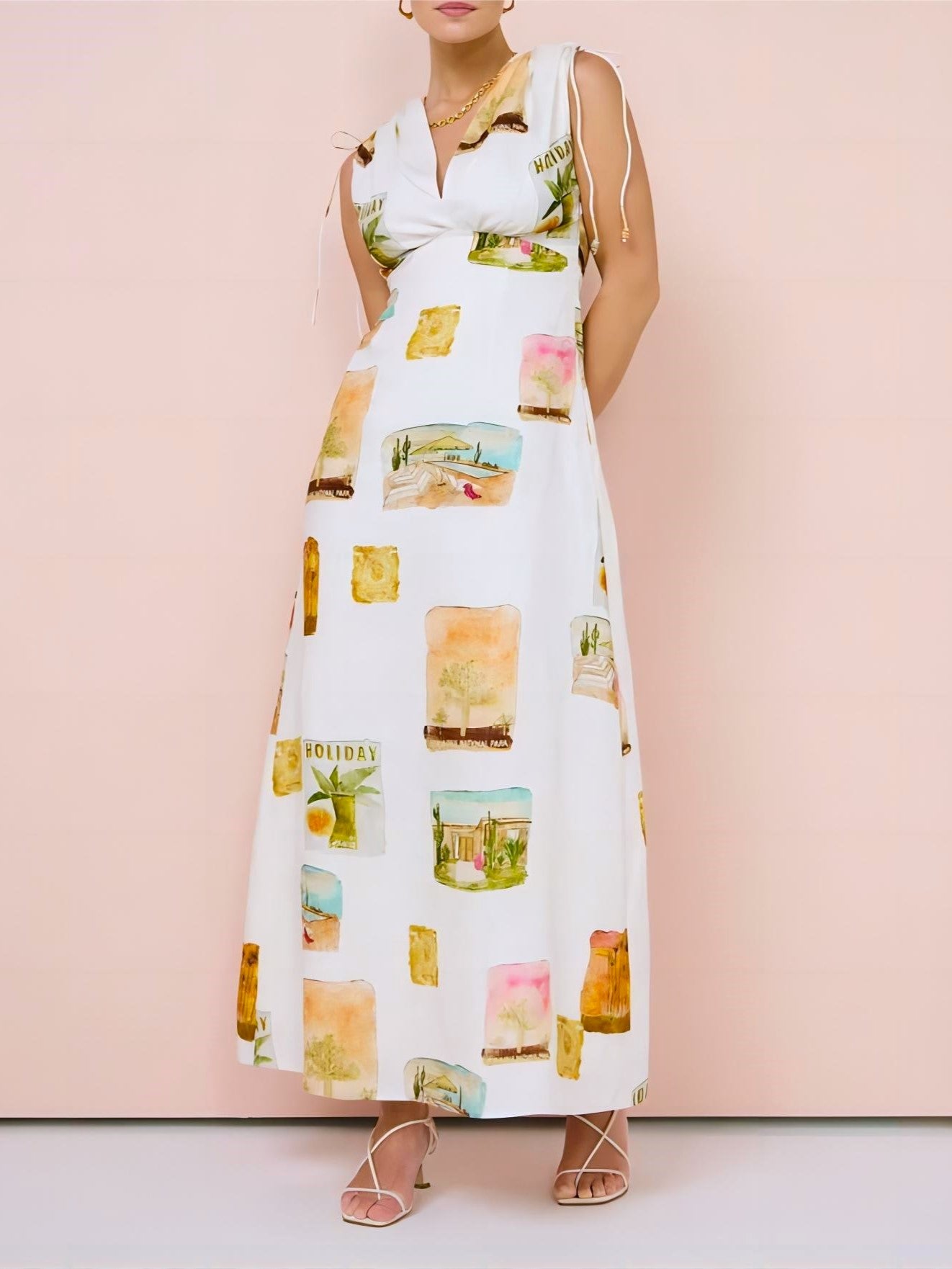On Holiday V-Neck Printed Dress