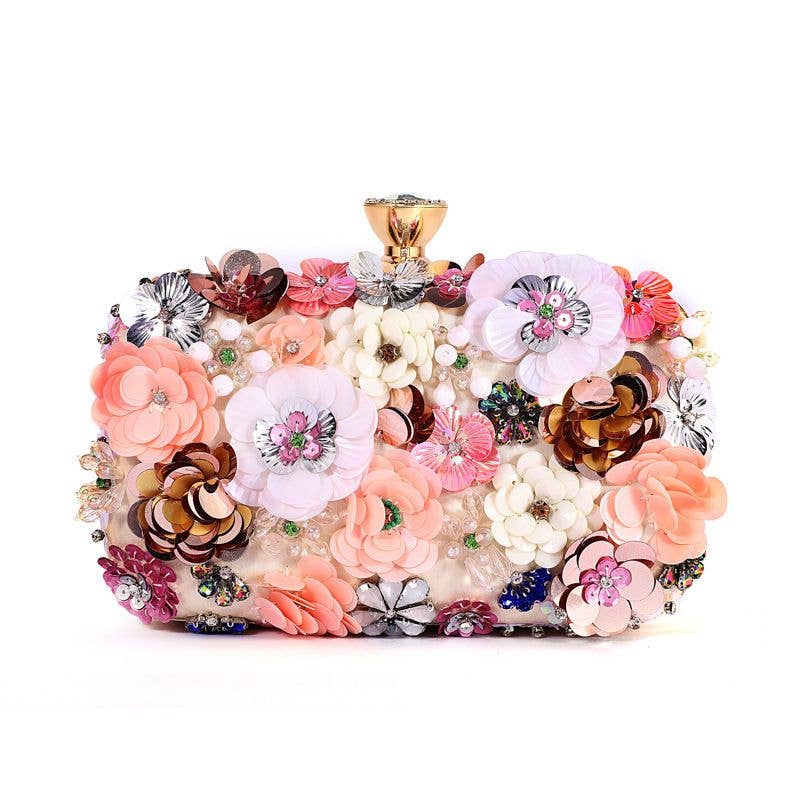 Floral evening clutch bag