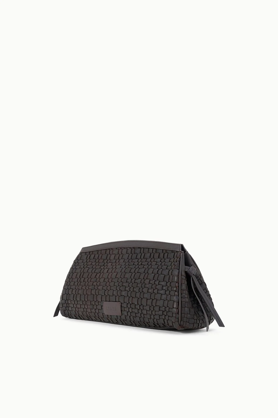 STAUD Maude Clutch Espresso Woven Leather