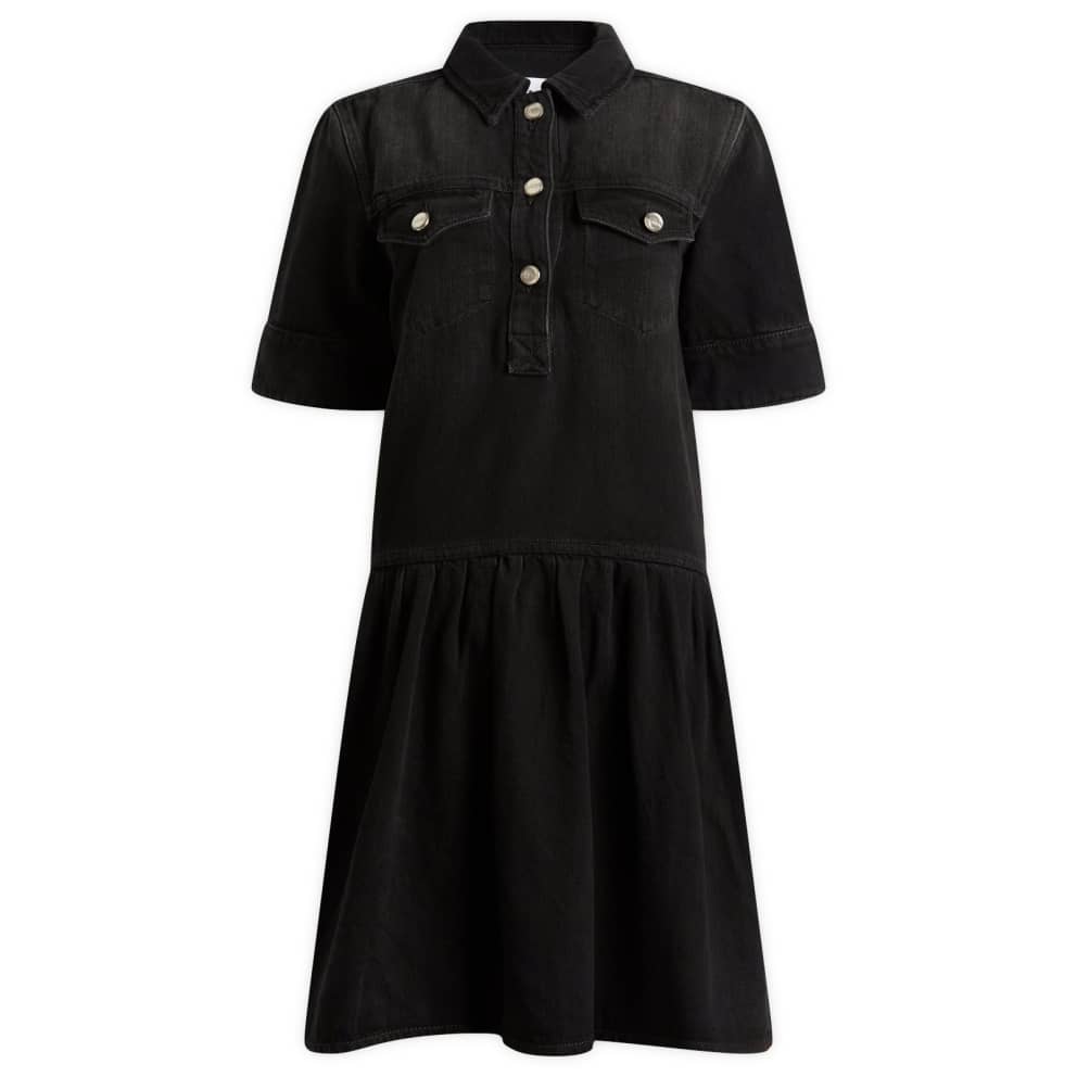 Ganni Women's Denim Mini-Shirtdress - Black Washed - Size 6 Ganni Women's Denim Mini-Shirtdress - Black Washed - Size 6
