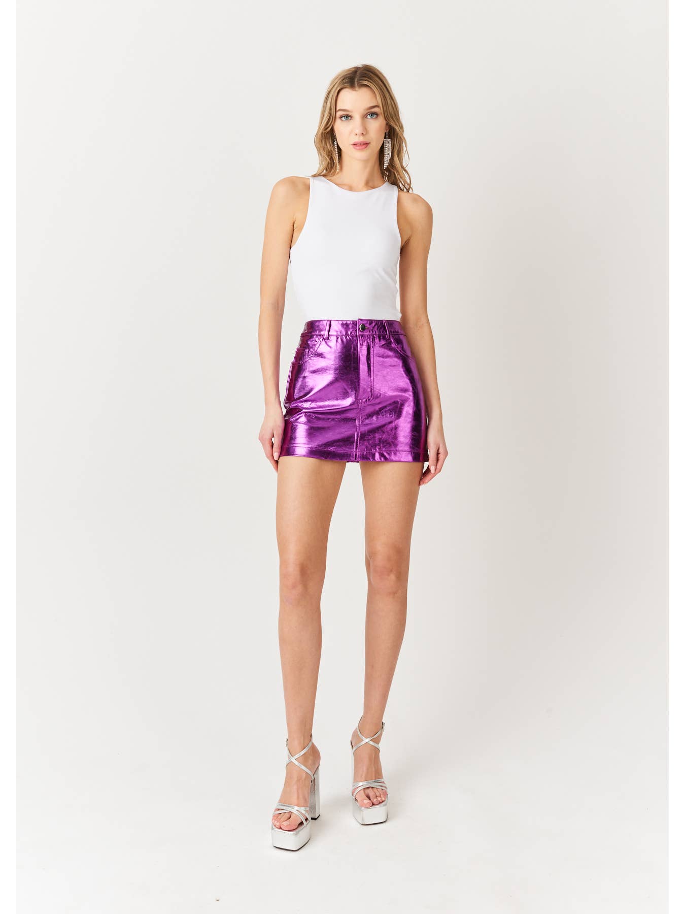 Milena Faux Leather Metallic Mini Skirt
