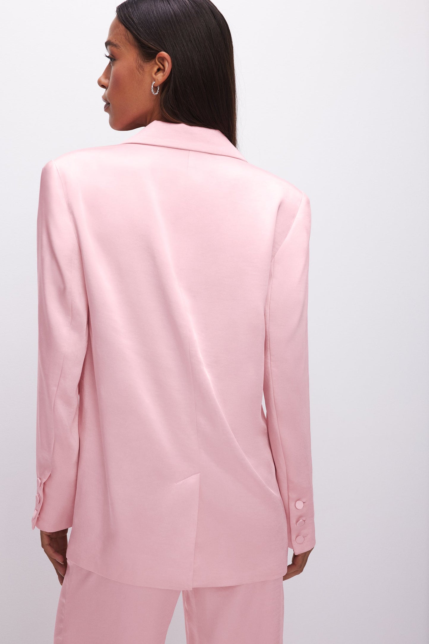 Good American Bubblegum Pink Satin Blazer